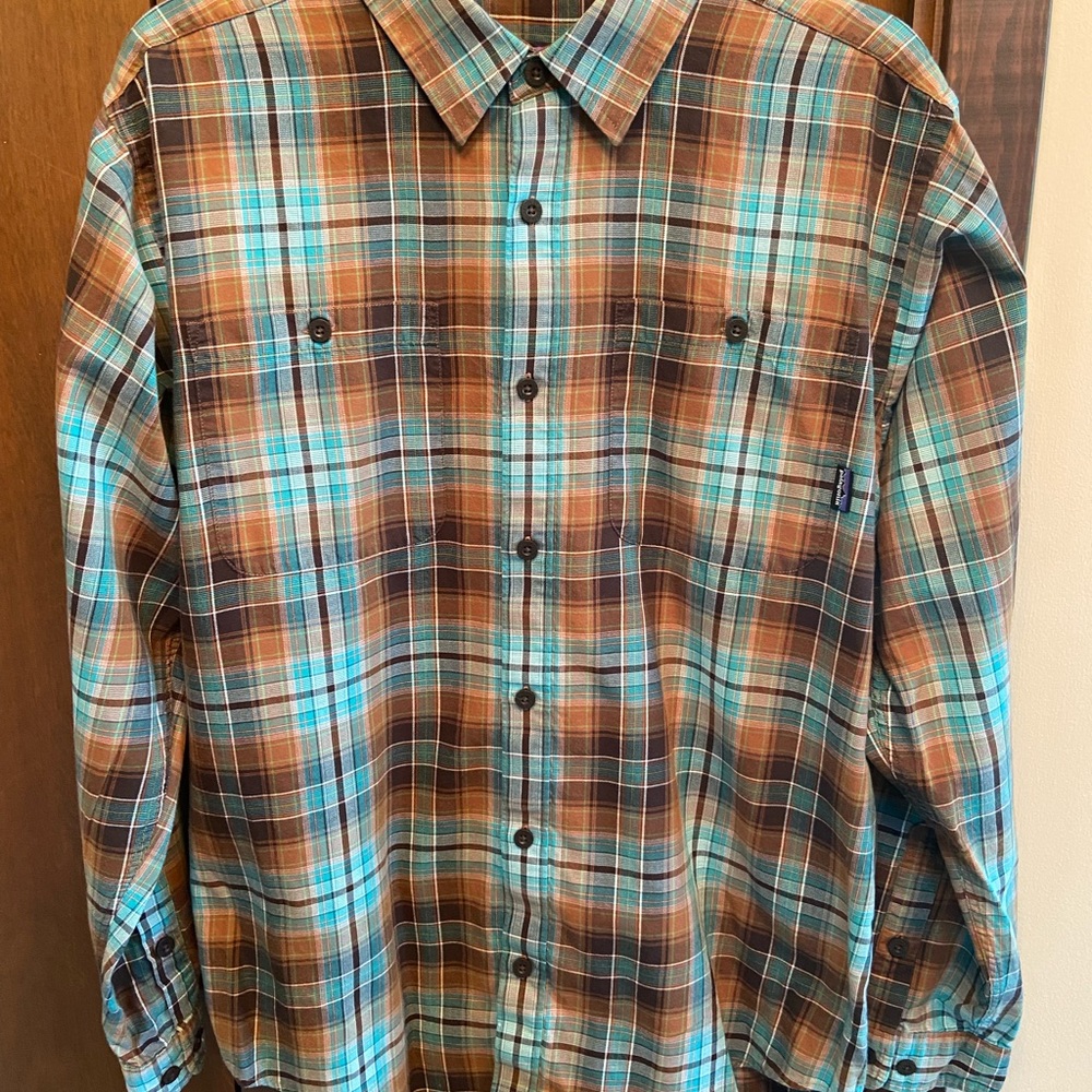Green/Brown casual Patagonia button down.